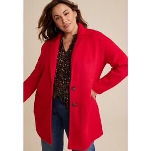 Maurices Women’s Plus Size 2X Red Wool Blend Coat Jacket NWT Style Number 213809